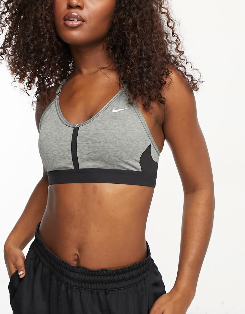Nike Indy Training Dri-FIT Light Support Sports Bra Gray And Black, Size 1X